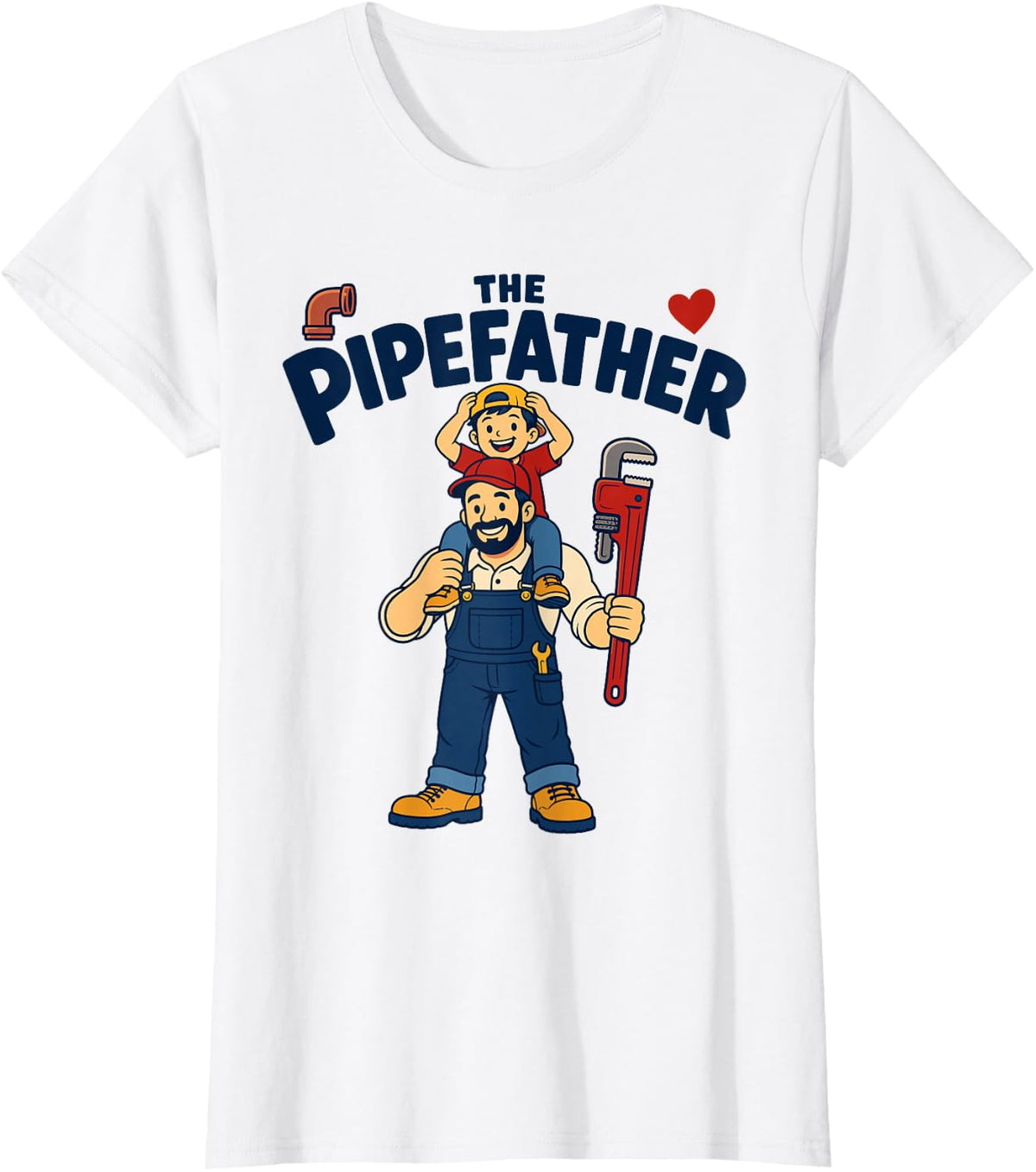 The Pipefather Plumber Dad and Kid T-Shirt - White