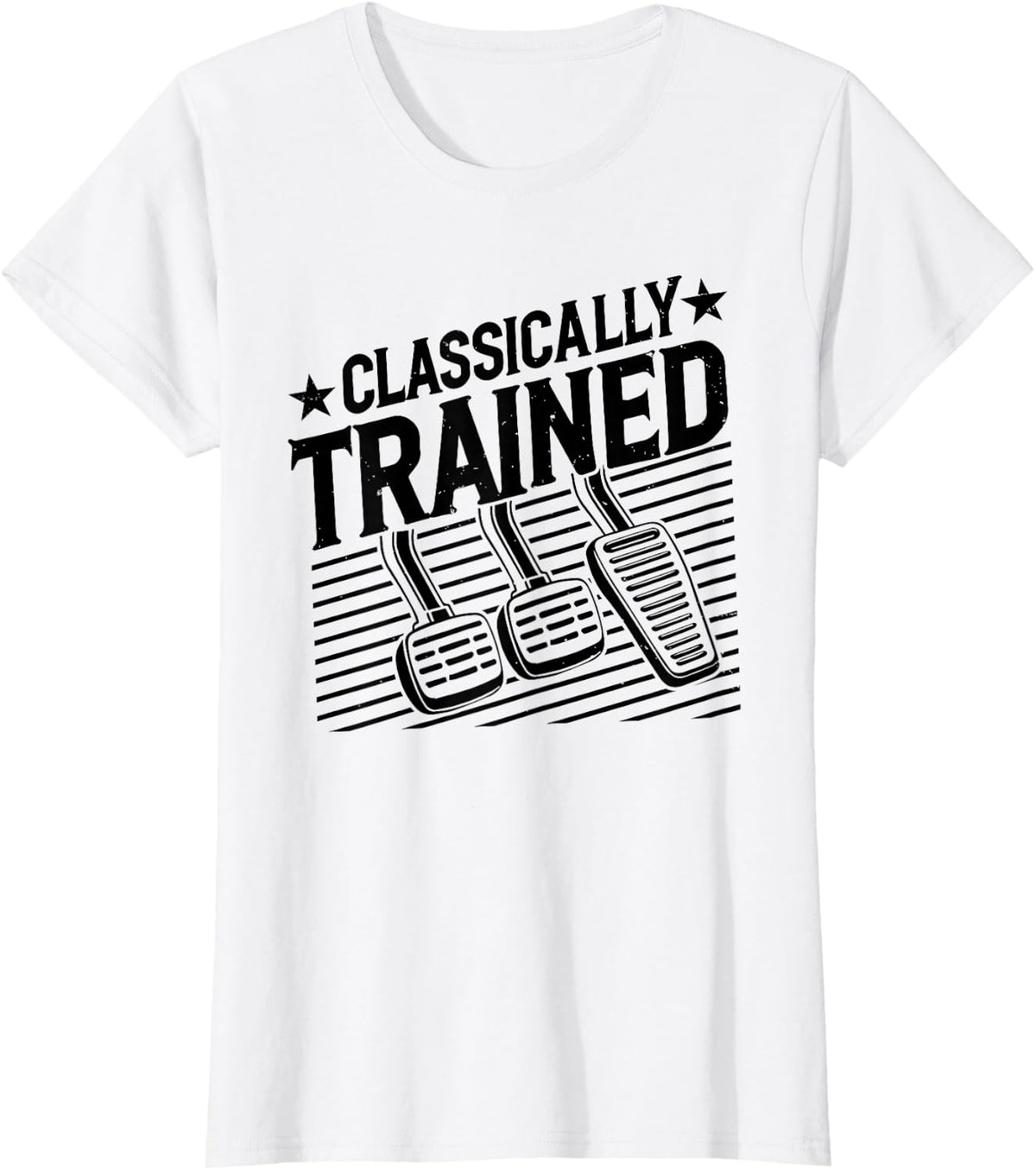 Classically Trained Funny Gear Manual Transmission Driver T-Shirt - White