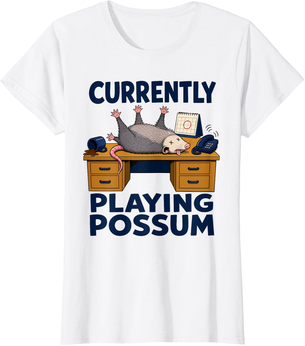 Currently Playing Possum Opossum Office T-Shirt - White