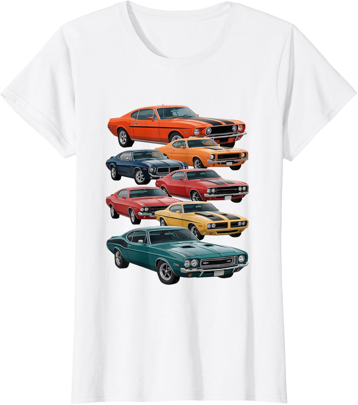 Muscle Car Classic Retro America Racing Vehicle Automobile T-Shirt - White