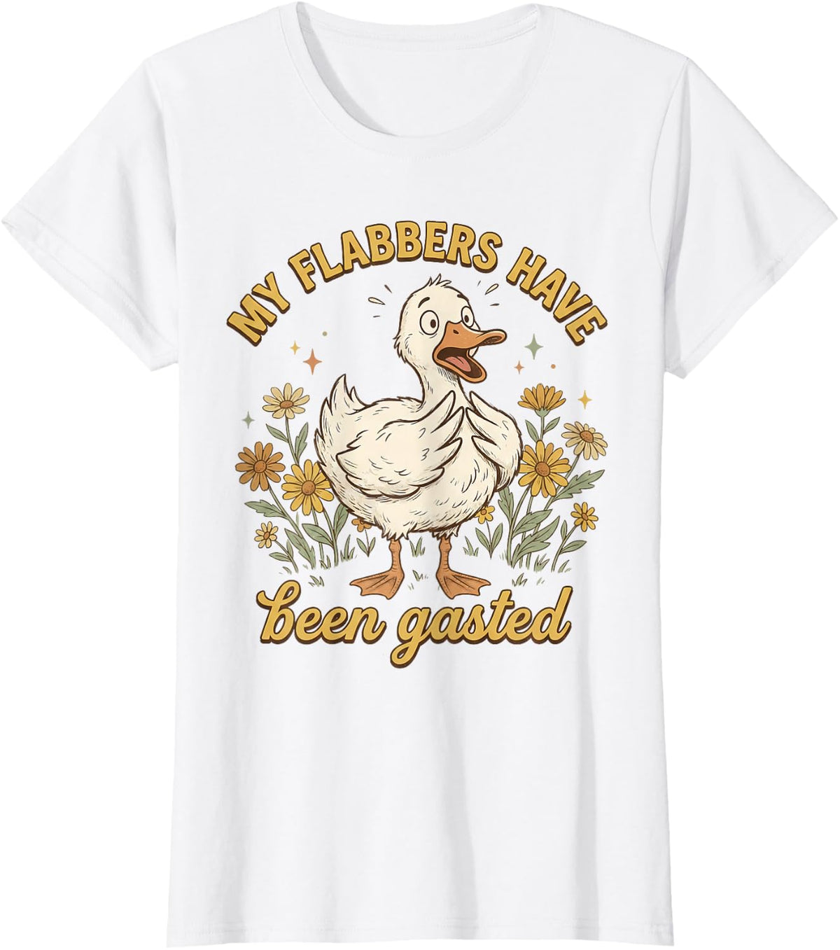 My Flabbers Have Been Gasted Surprised Duck Graphic T-Shirt - White