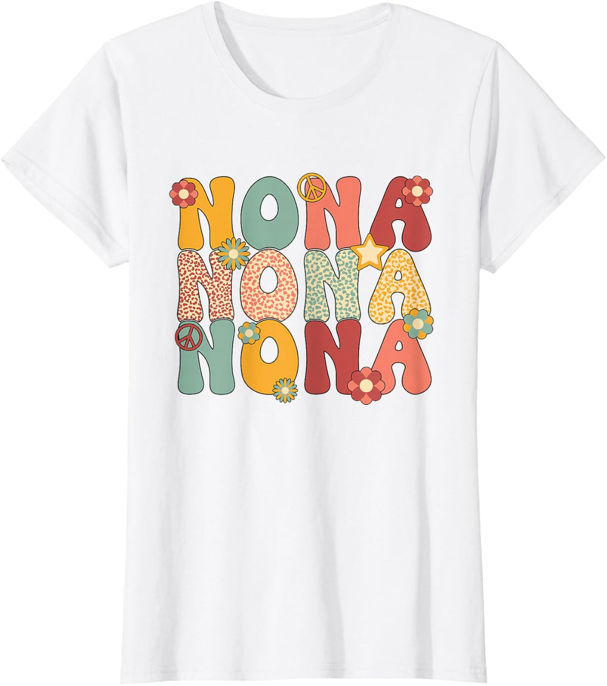 Nona Grandma Groovy Nona Grandmother T-Shirt - White