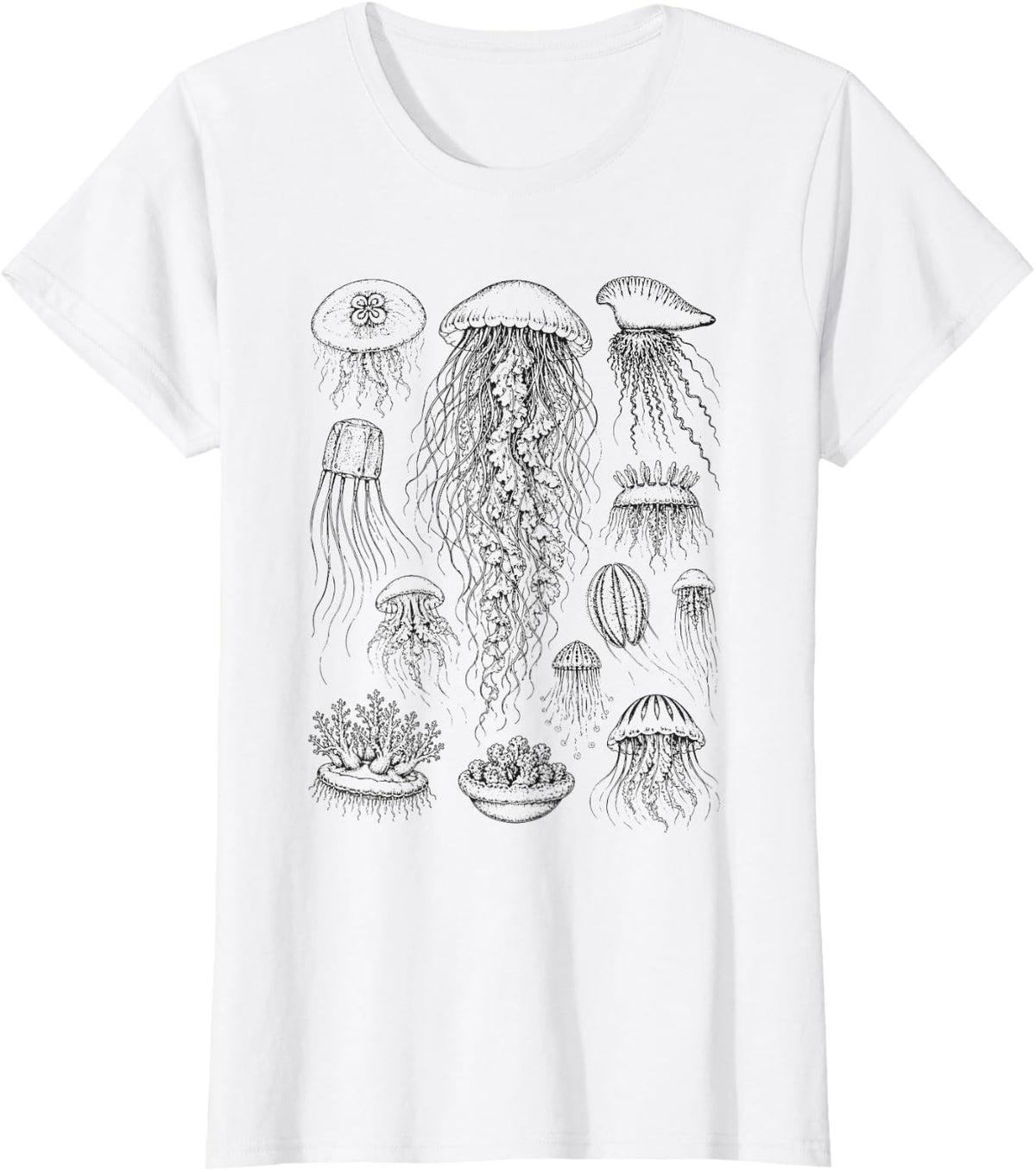 Jellyfish Specimen Chart Ocean Lover Sea Life Science Gift T-Shirt - White