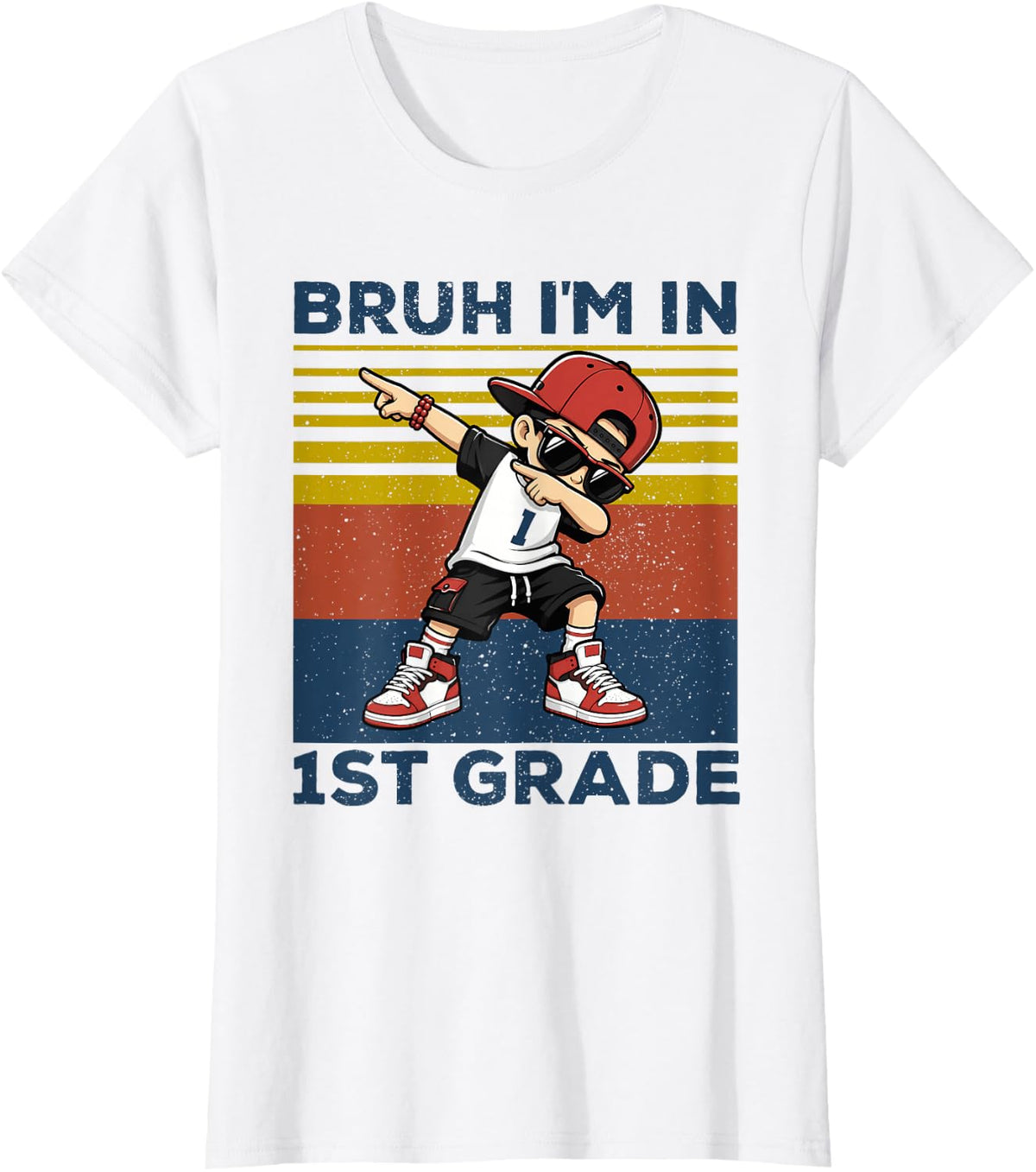 Bruh I'm in First Grade Dabbing Boys 1st Grade Student Kids Tee T-Shirt - White