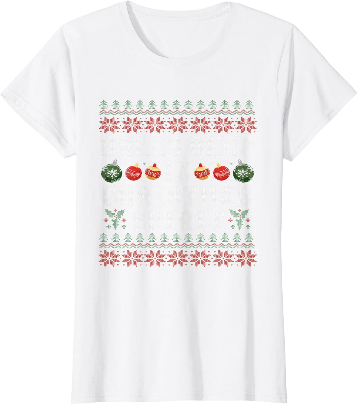 Balls Deep in The Christmas Spirit Matching Couples Ugly T-Shirt - White