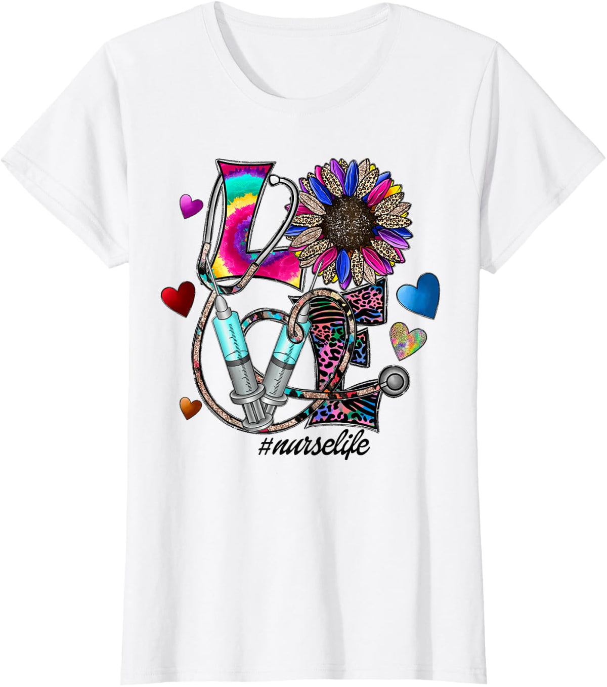 Nurse Life for Registered Nurse Leopard Tee Nurse Week T-Shirt - White