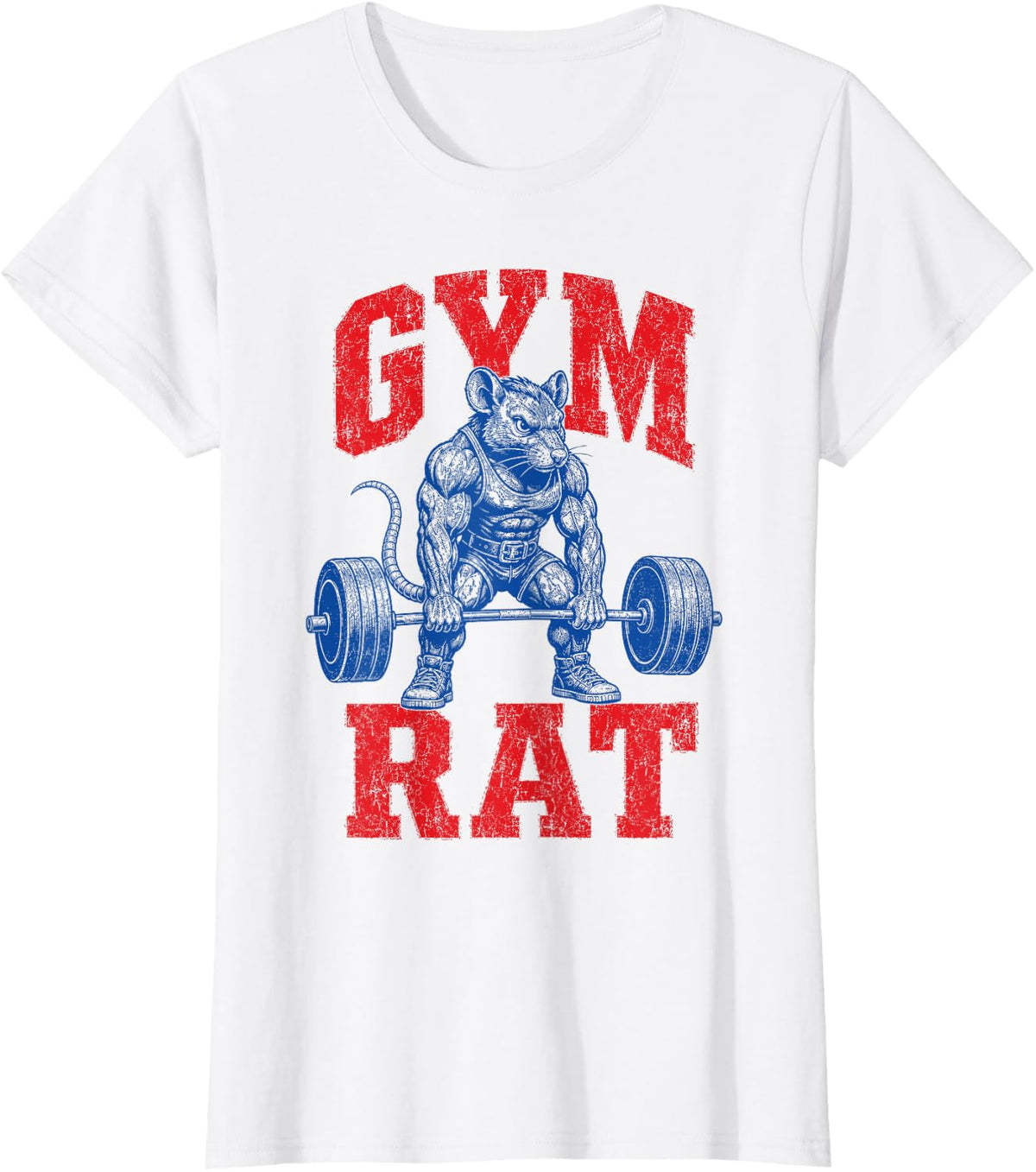 Gym Rat Funny Bodybuilder Weightlifting Workout T-Shirt - White