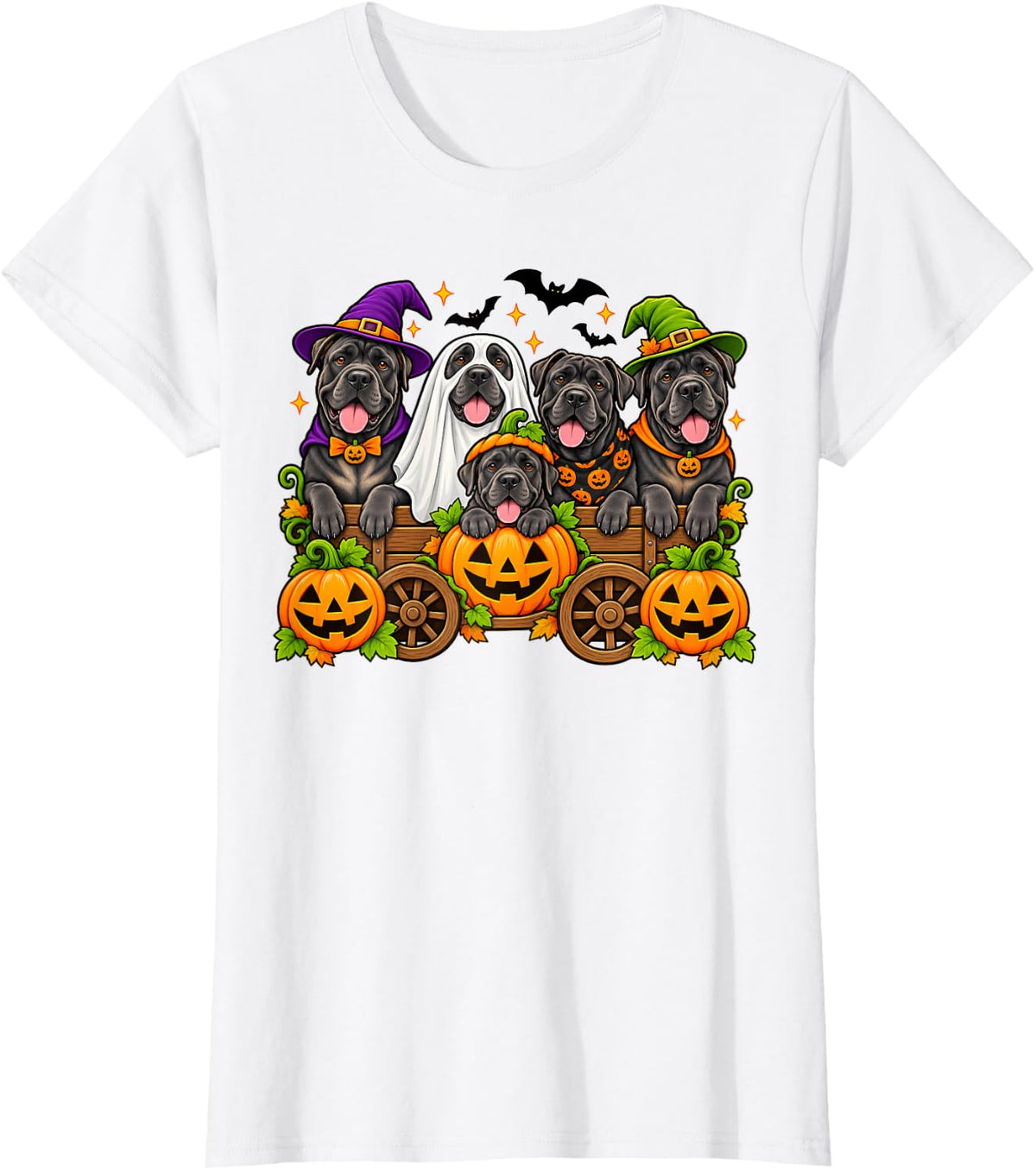 Happy Halloween Cane Corso Dog Witch Fall Pumpkin Pet Owner T-Shirt - White