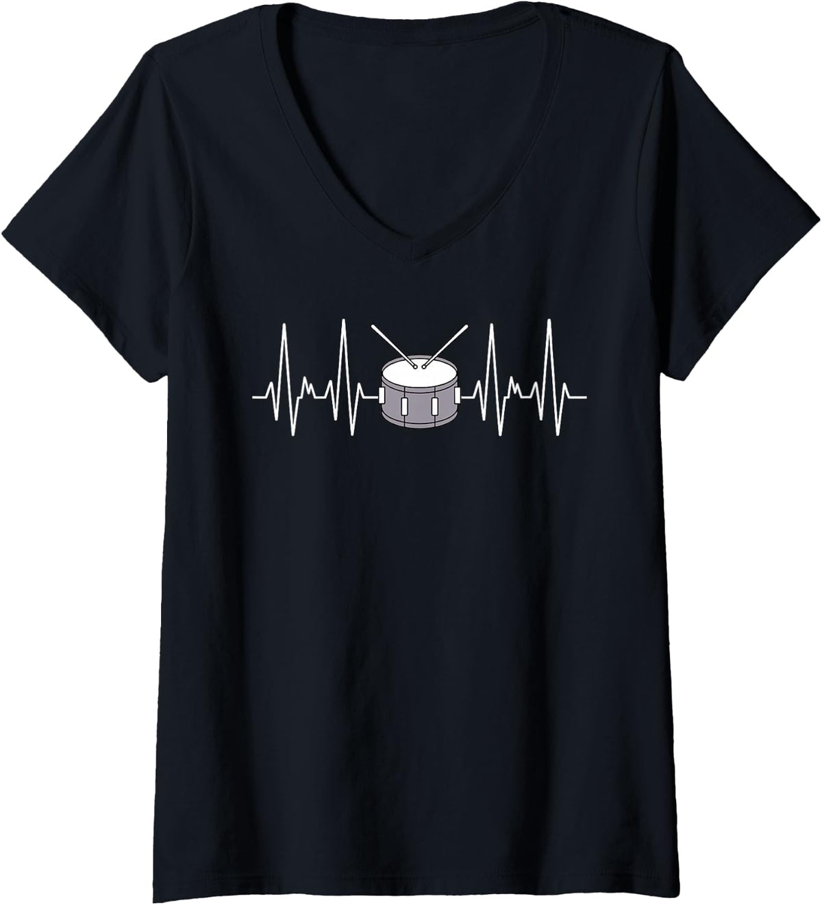 Women's Snare Drum Design for Men Women Kids Drumming Snare Drum V-Neck T-Shirt - Black