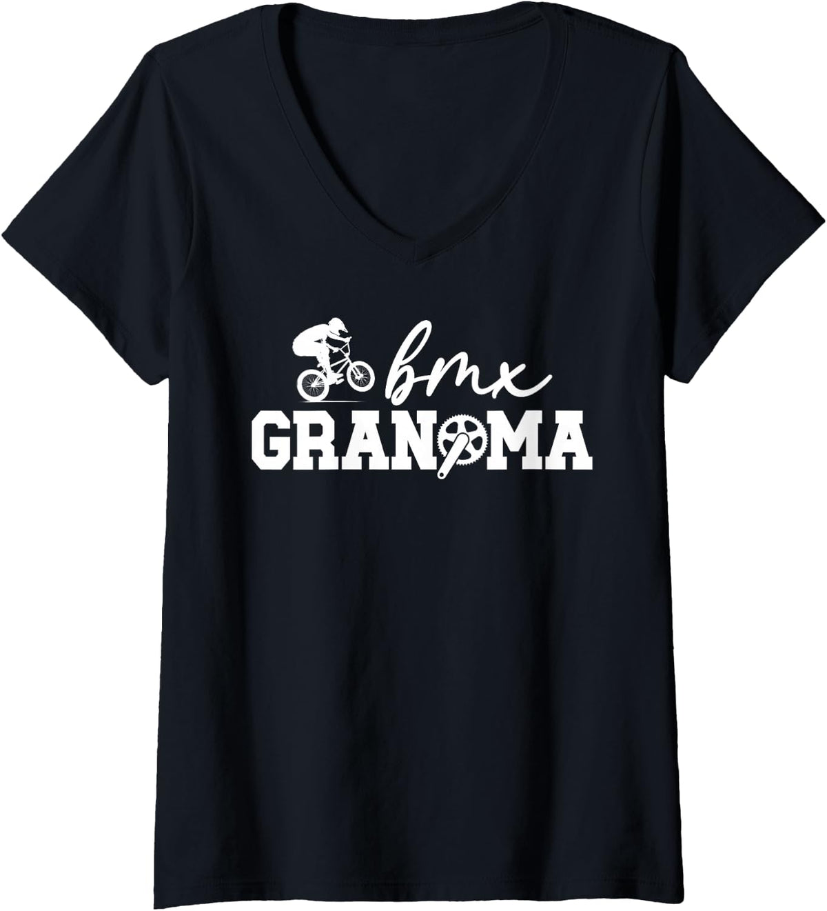 Women's BMX Grandma of A BMX Rider Grandma BMX Grandmother V-Neck T-Shirt - Black