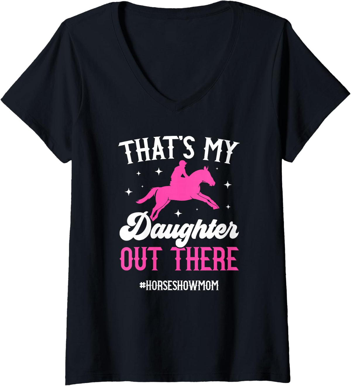 Women's Proud Horse Show Mom Equestrian Mom Horse Show Mama V-Neck T-Shirt - Black