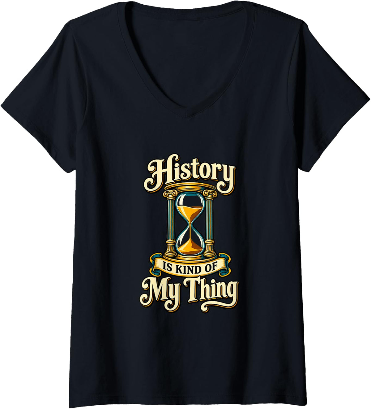 Women's History is My Thing Historian History Lover V-Neck T-Shirt - Black