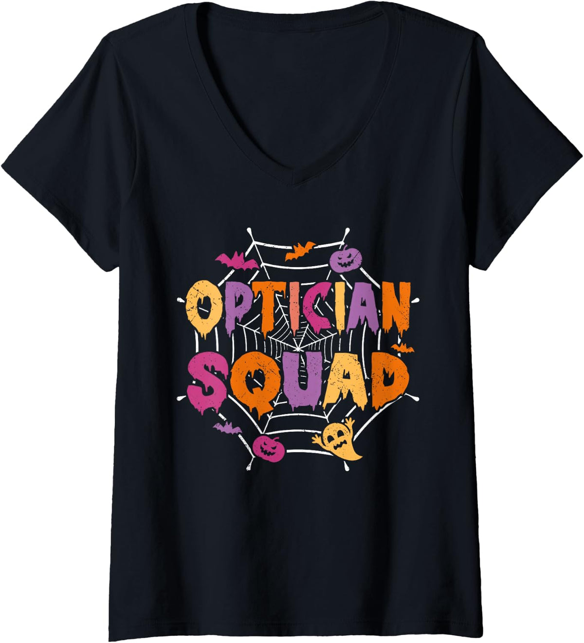 Women's Halloween Optician Squad Matching Optometrist V-Neck T-Shirt - Black