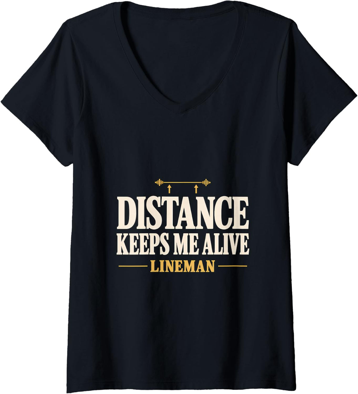 Women's Distance Keeps Me Alive Lineman Minimum Approach Distance V-Neck T-Shirt - Black
