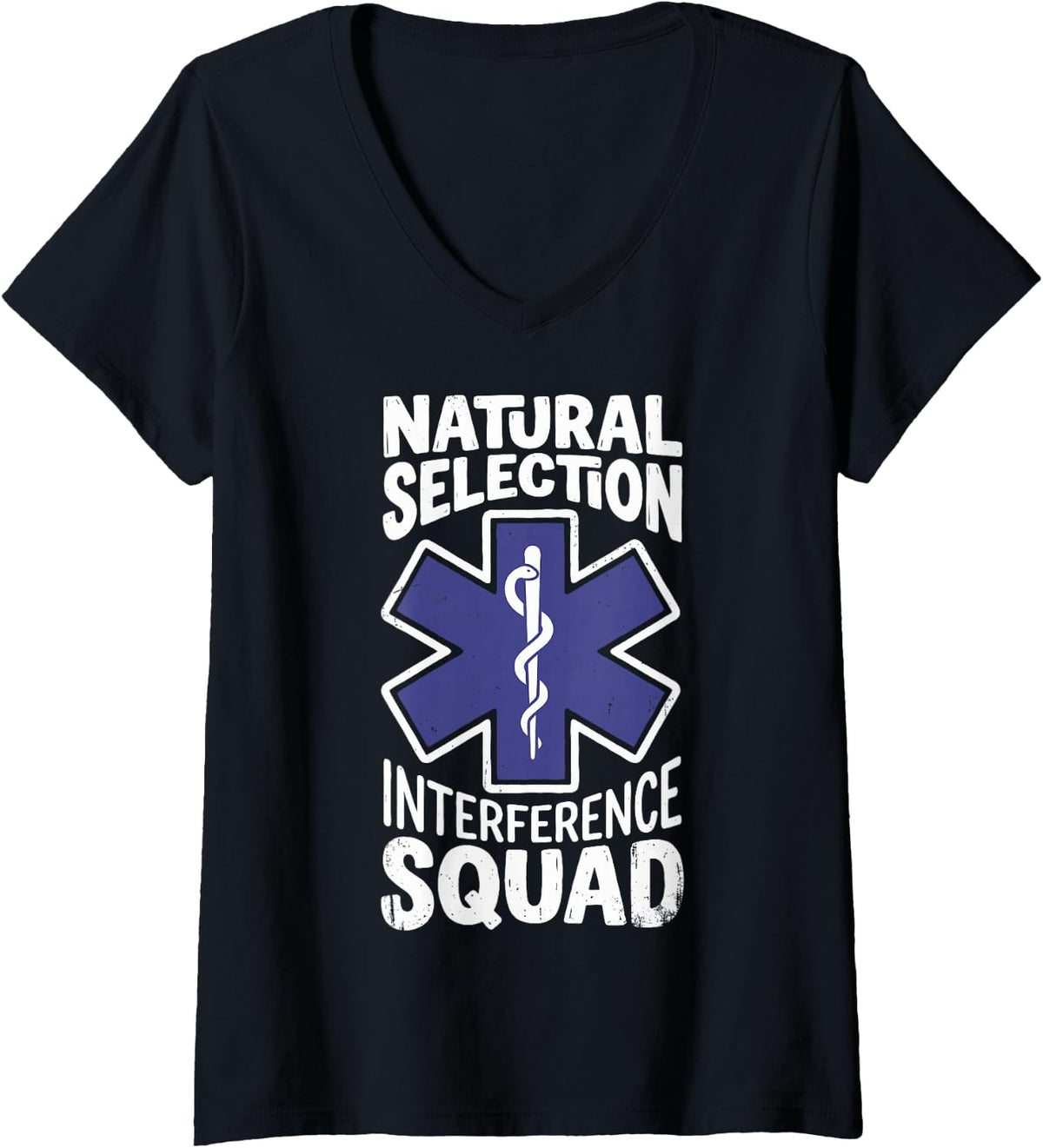 Women's Natural Selection Interference Squad Funny Paramedic EMT Tee V-Neck T-Shirt - Black