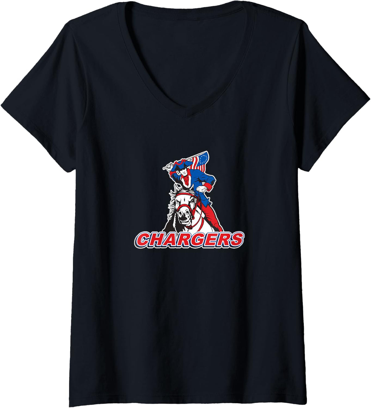 Women's Veterans Memorial Early College Chargers V-Neck T-Shirt - Black