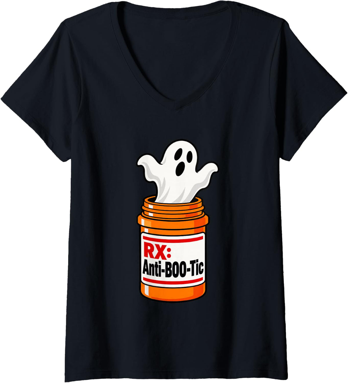 Women's Pharmacy Tech Halloween Counting Spirits Pill Tray V-Neck T-Shirt - Black