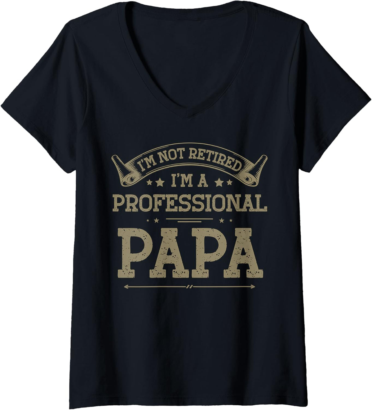 Women's I'm Not Retired A Professional Papa Tee V-Neck T-Shirt - Black