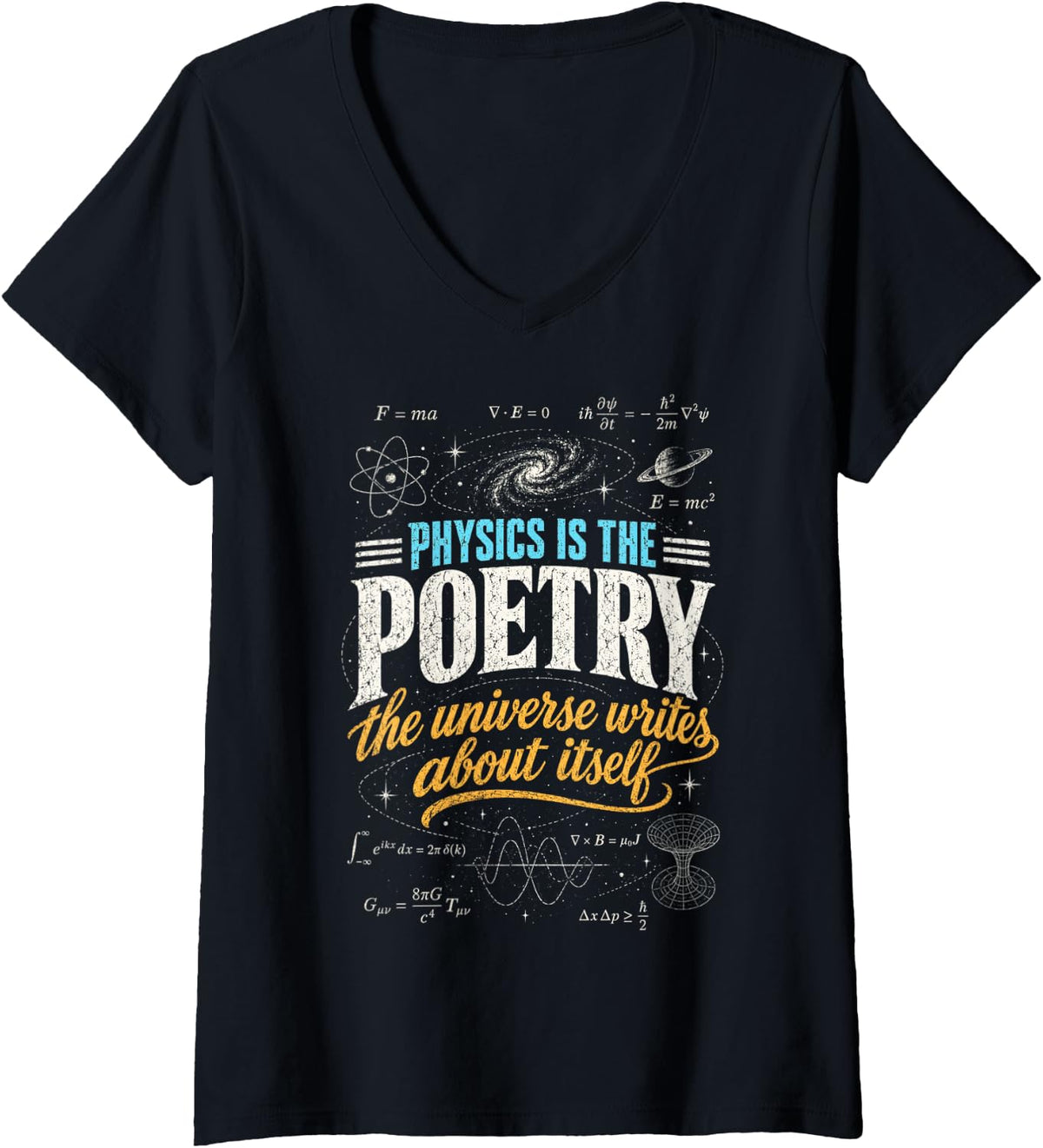 Women's Physics is The Poetry Universe Writes About Itself Science V-Neck T-Shirt - Black