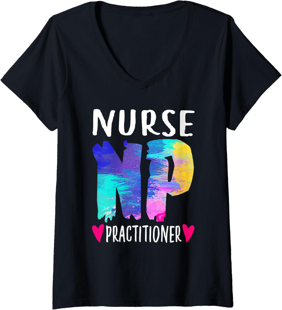 Women's Nurse Practitioner NP Week Gifts Nursing NP Grad Student V-Neck T-Shirt - Black