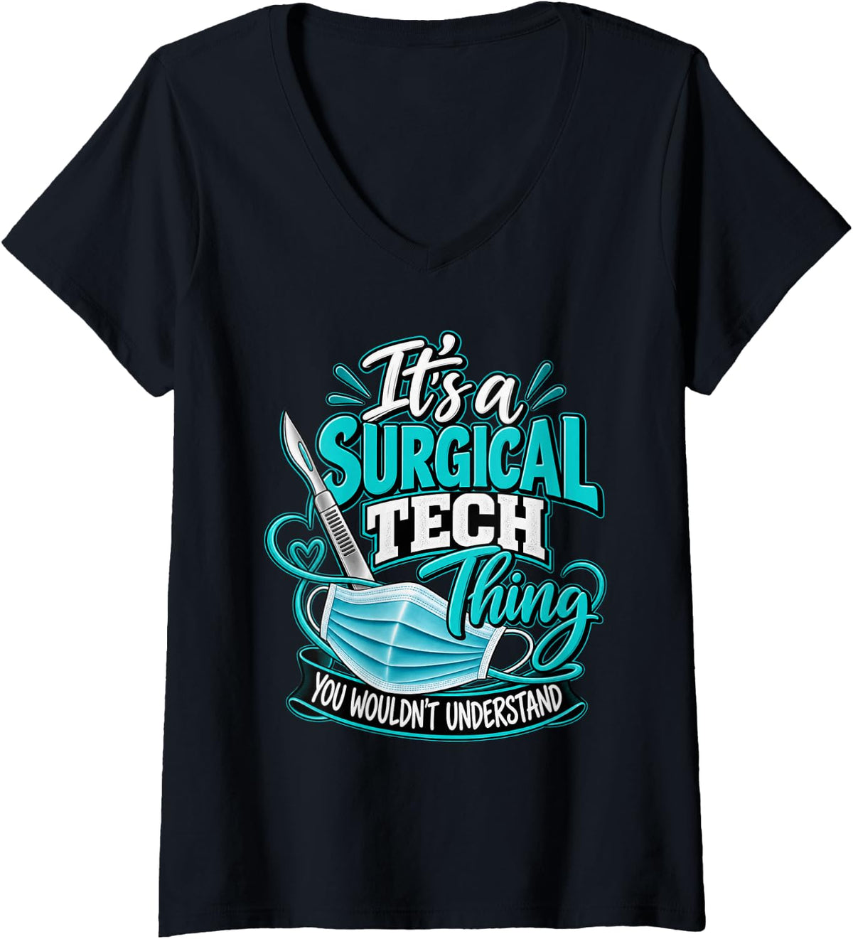 Women's It's A Surgical Tech Thing Funny Surgical Technologist V-Neck T-Shirt - Black
