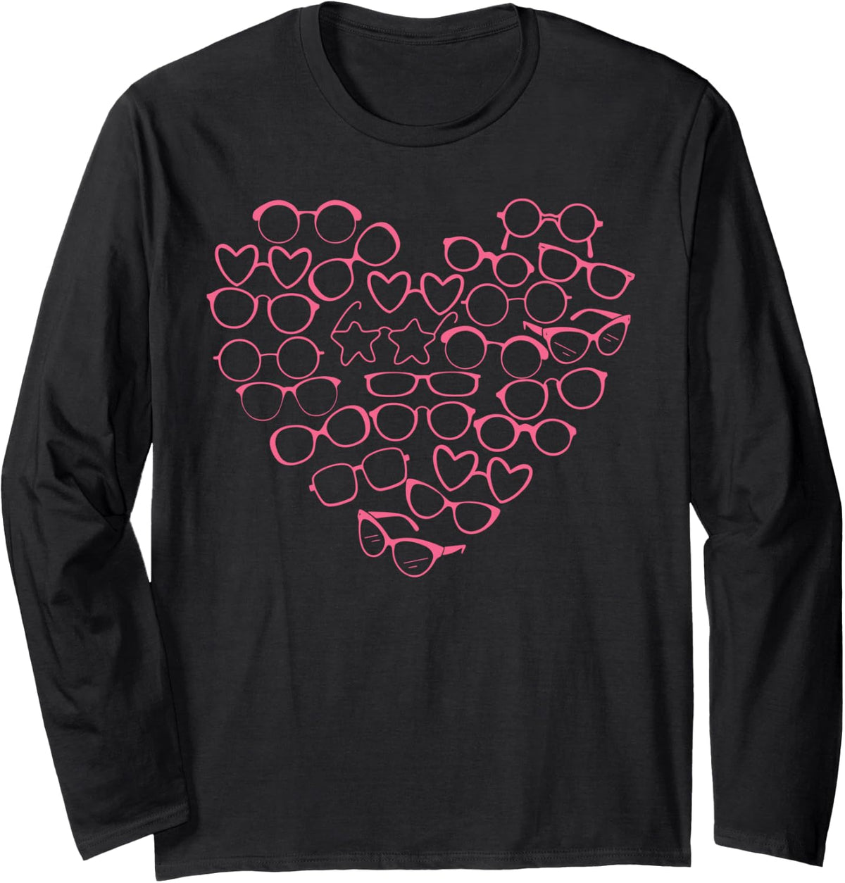 Eyeglasses Optometry Symbols Heart Valentines Eye Doctor Long Sleeve T-Shirt - Adult Unisex Black