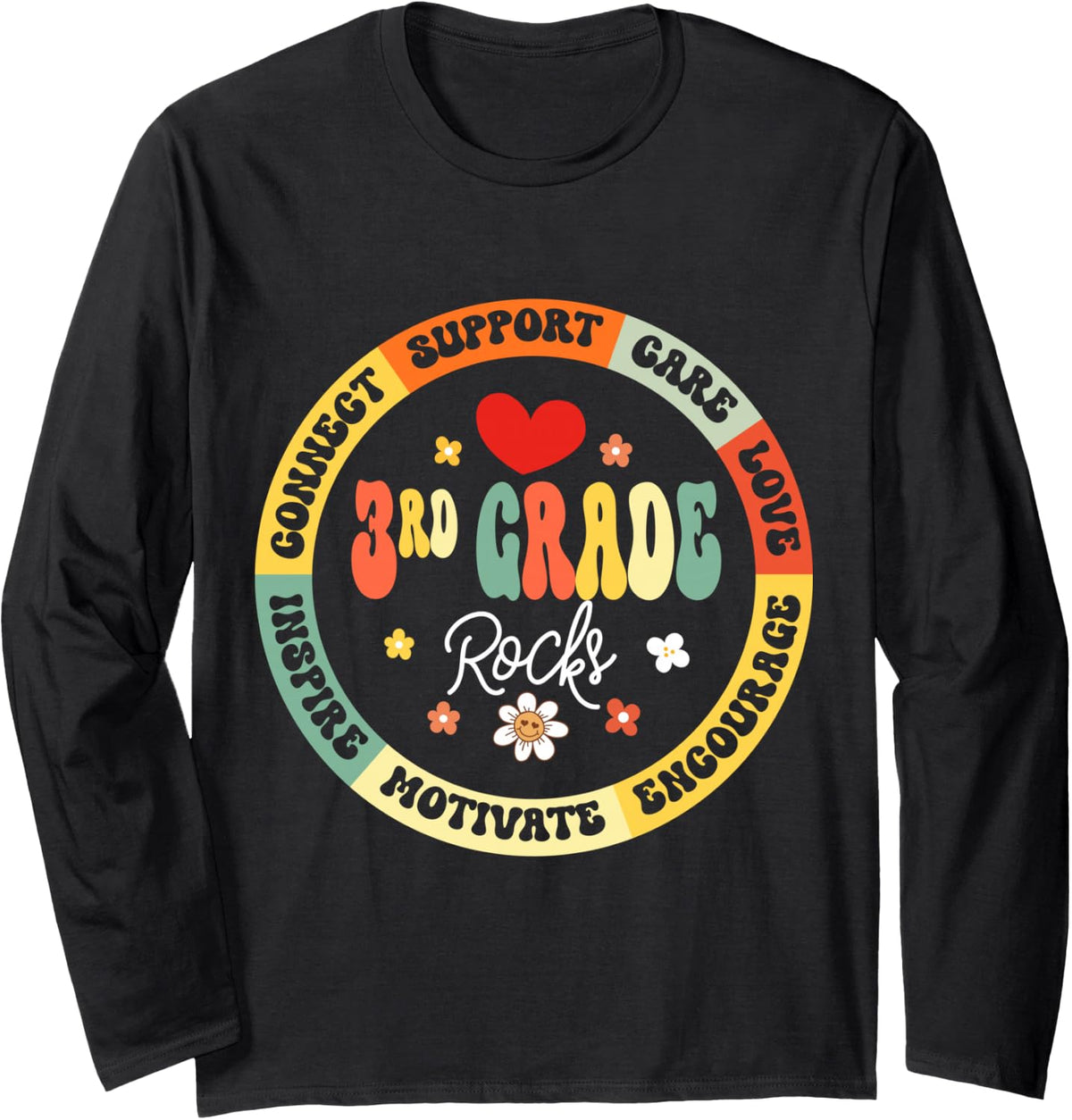 Third Grade Teacher 3rd Grade Rocks 1st Day of School Long Sleeve T-Shirt - Adult Unisex Black