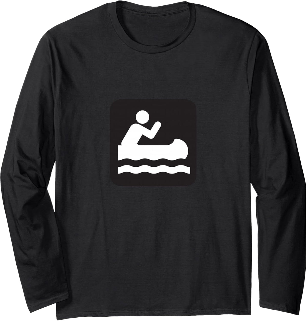 Outdoors Water Sports Canoe Canoeist Long Sleeve T-Shirt - Adult Unisex Black
