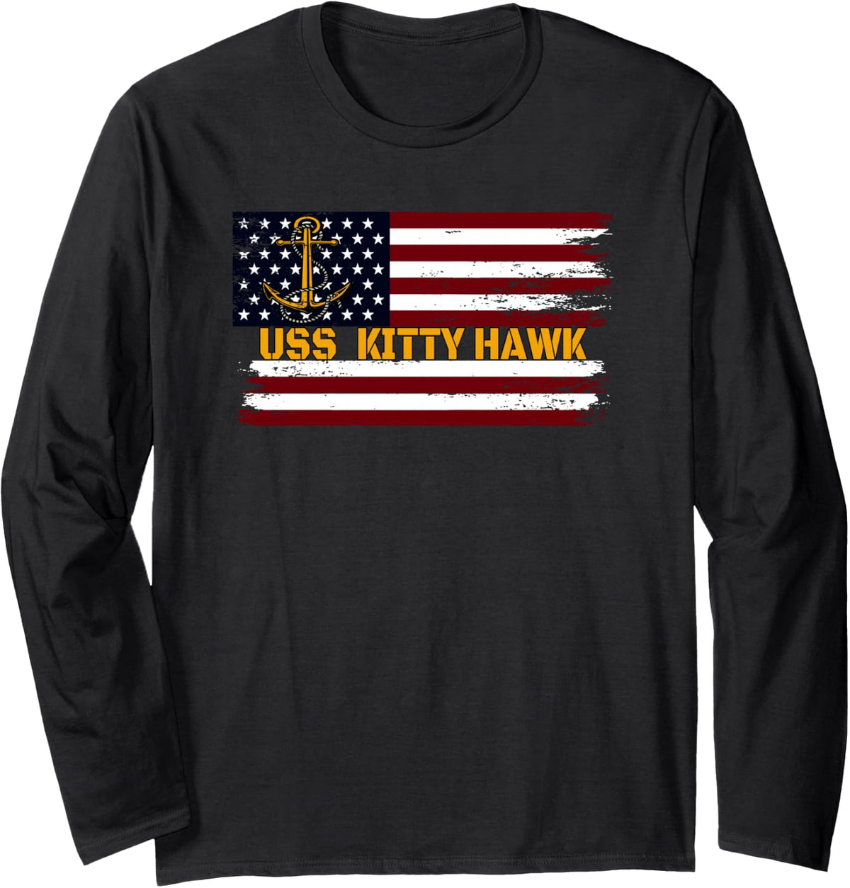 Aircraft Carrier USS Kitty Hawk Veterans Day Father Grandpa Long Sleeve T-Shirt - Adult Unisex Black
