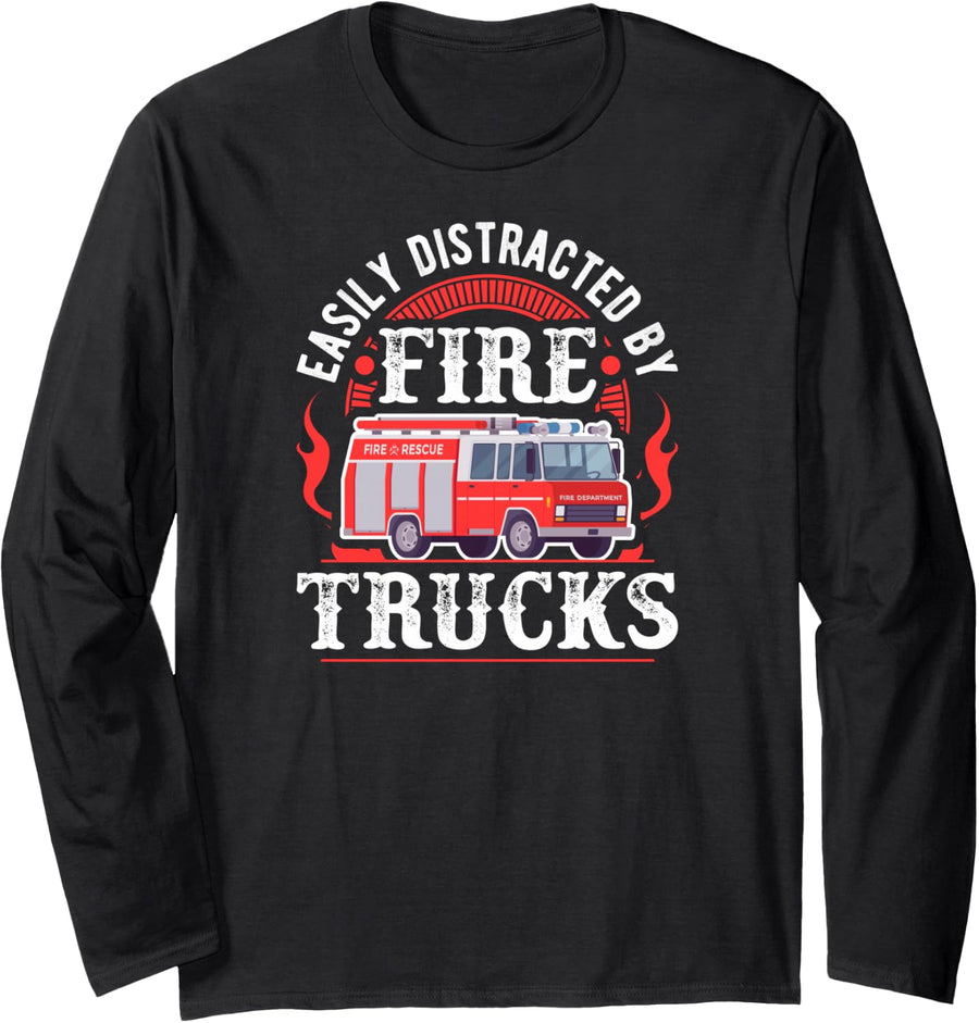 Fireman Gifts Funny Fire Brigade Long Sleeve T-Shirt - Adult Unisex Black