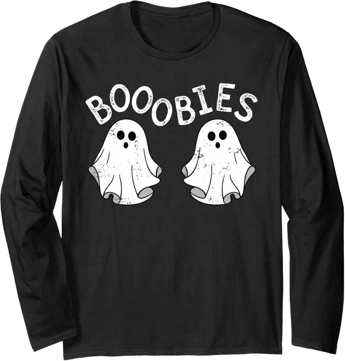 Boob Ghosts Booobie Halloween Bra Breast Funny Costume Long Sleeve T-Shirt - Adult Unisex Black