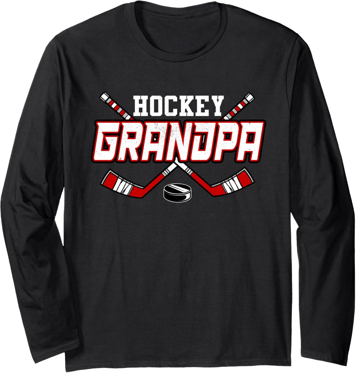 Hockey Grandpa Shirts For Men Papa Father's Day Vintage Long Sleeve T-Shirt - Adult Unisex Black