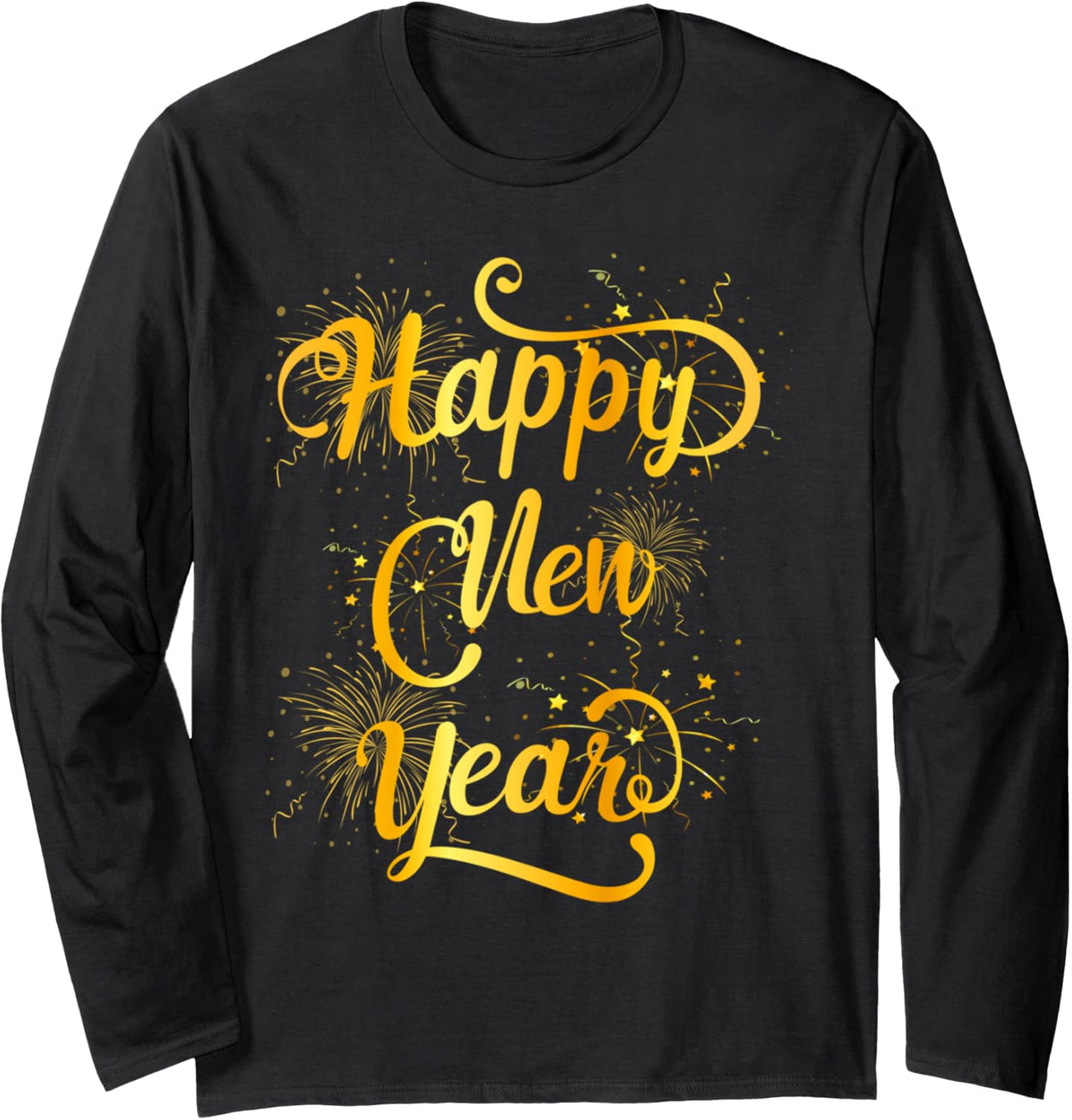Happy New Year 2027 New Years Eve Party Countdown Fireworks Long Sleeve T-Shirt - Adult Unisex Black