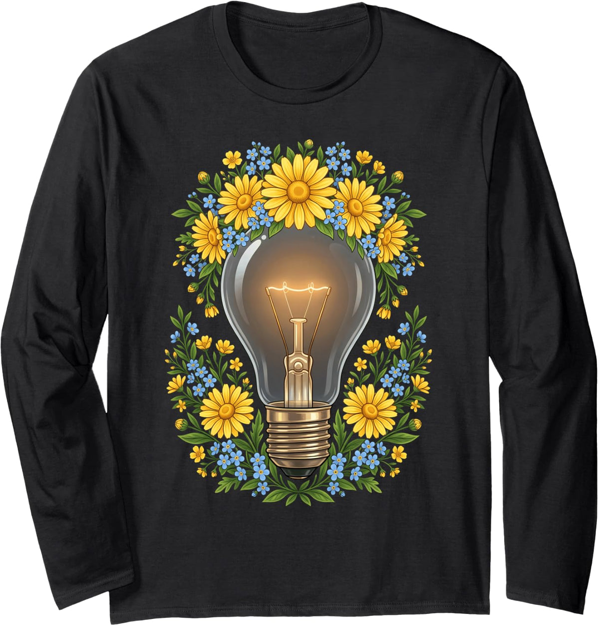 Lightbulb Graphic Electrician Light Bulb Long Sleeve T-Shirt - Adult Unisex Black