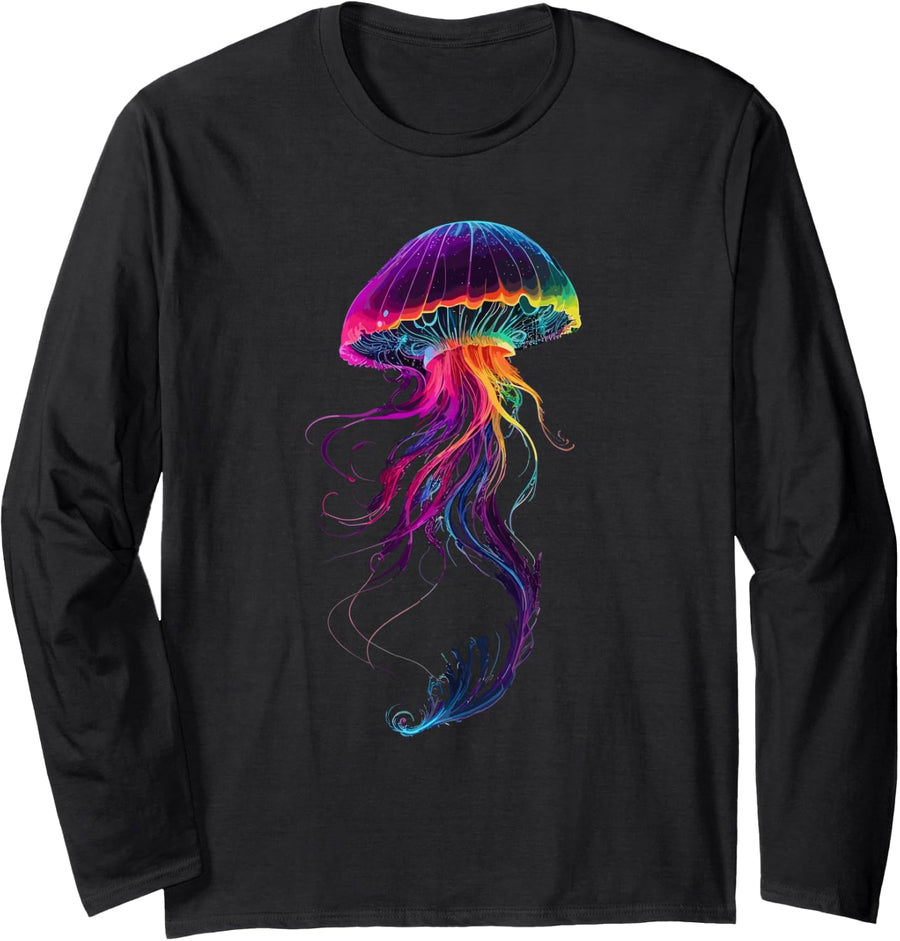 Luminous Jellyfish Long Sleeve T-Shirt - Adult Unisex Black
