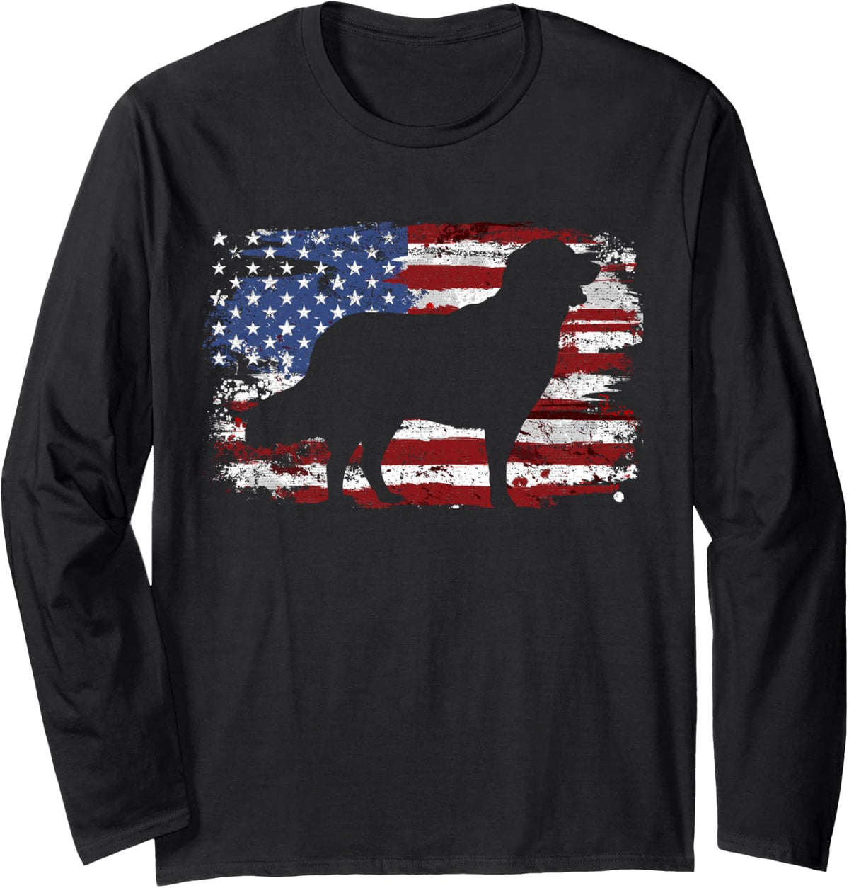Golden Retriever Vintage USA Flag Long Sleeve T-Shirt - Adult Unisex Black