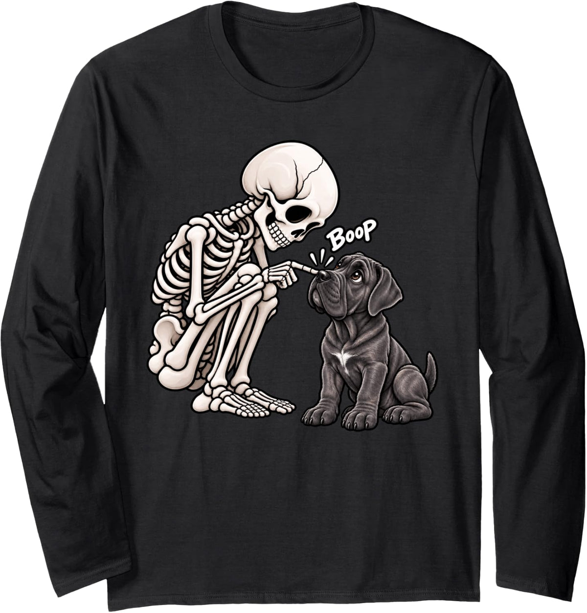 Funny Skeleton Cane Corso Boop Halloween Dog Lover Mom Long Sleeve T-Shirt - Adult Unisex Black