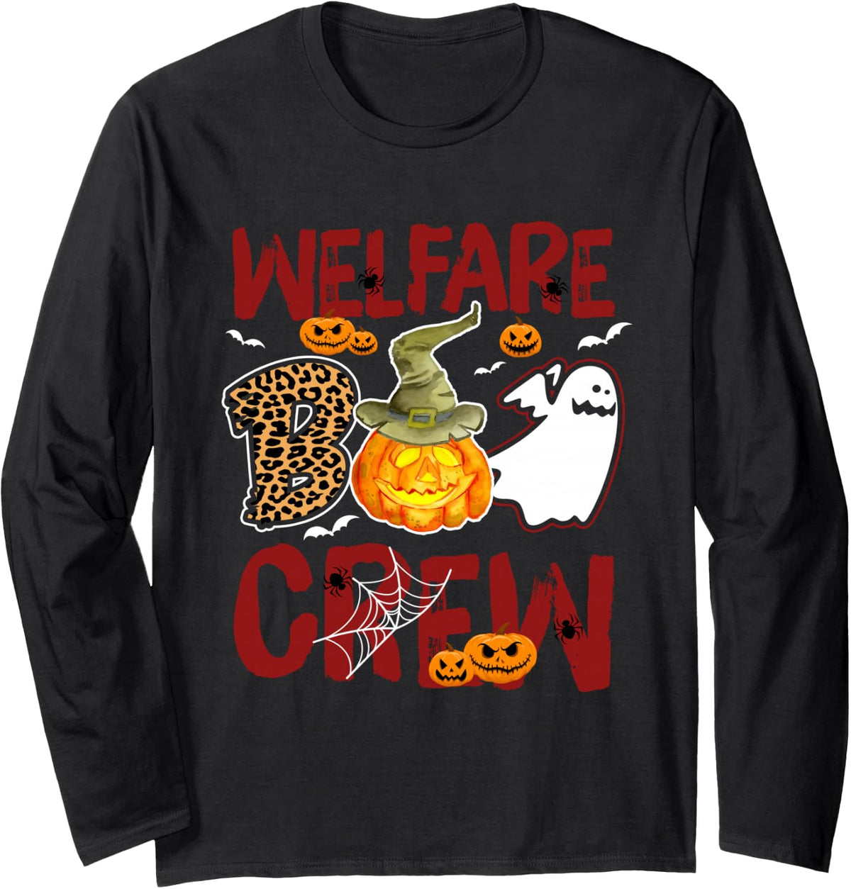Welfare Boo Crew Halloween Welfare Worker Match Long Sleeve T-Shirt - Adult Unisex Black