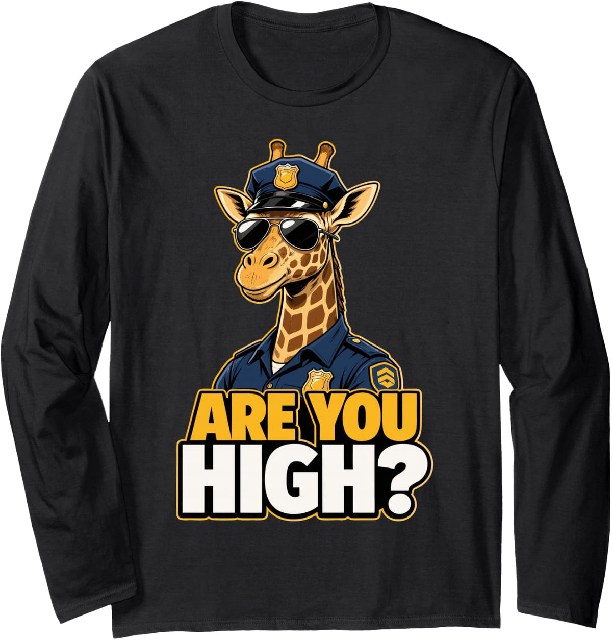 Funny Giraffe Long Sleeve T-Shirt - Adult Unisex Black