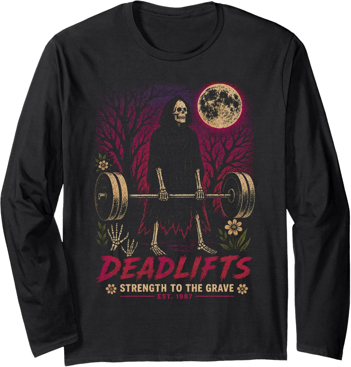 Gym Deadlift Workout Ultimate Strength Design Long Sleeve T-Shirt - Adult Unisex Black