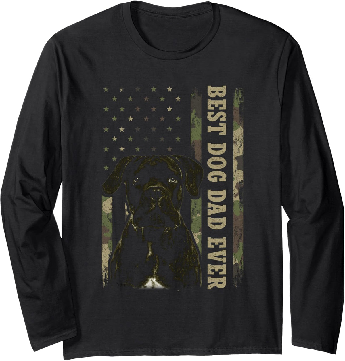 Best Corso Cane Dad Ever Shirt, Camo USA Flag Dog Dad Long Sleeve T-Shirt - Adult Unisex Black