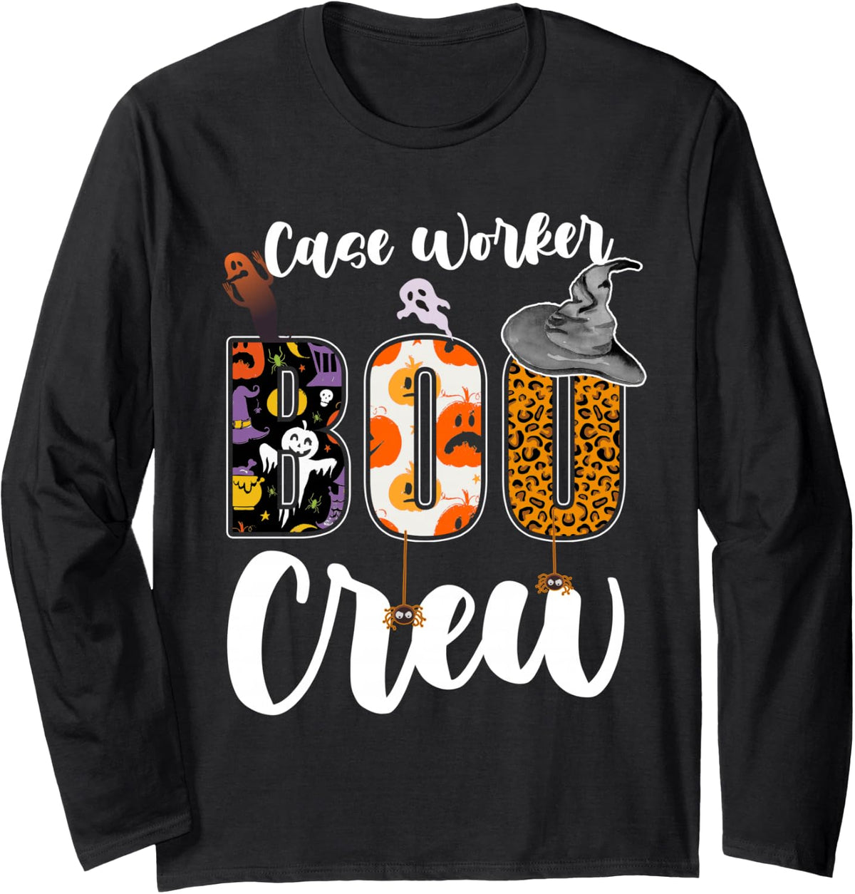 Case Worker Boo Crew Halloween Costume Matching Long Sleeve T-Shirt - Adult Unisex Black