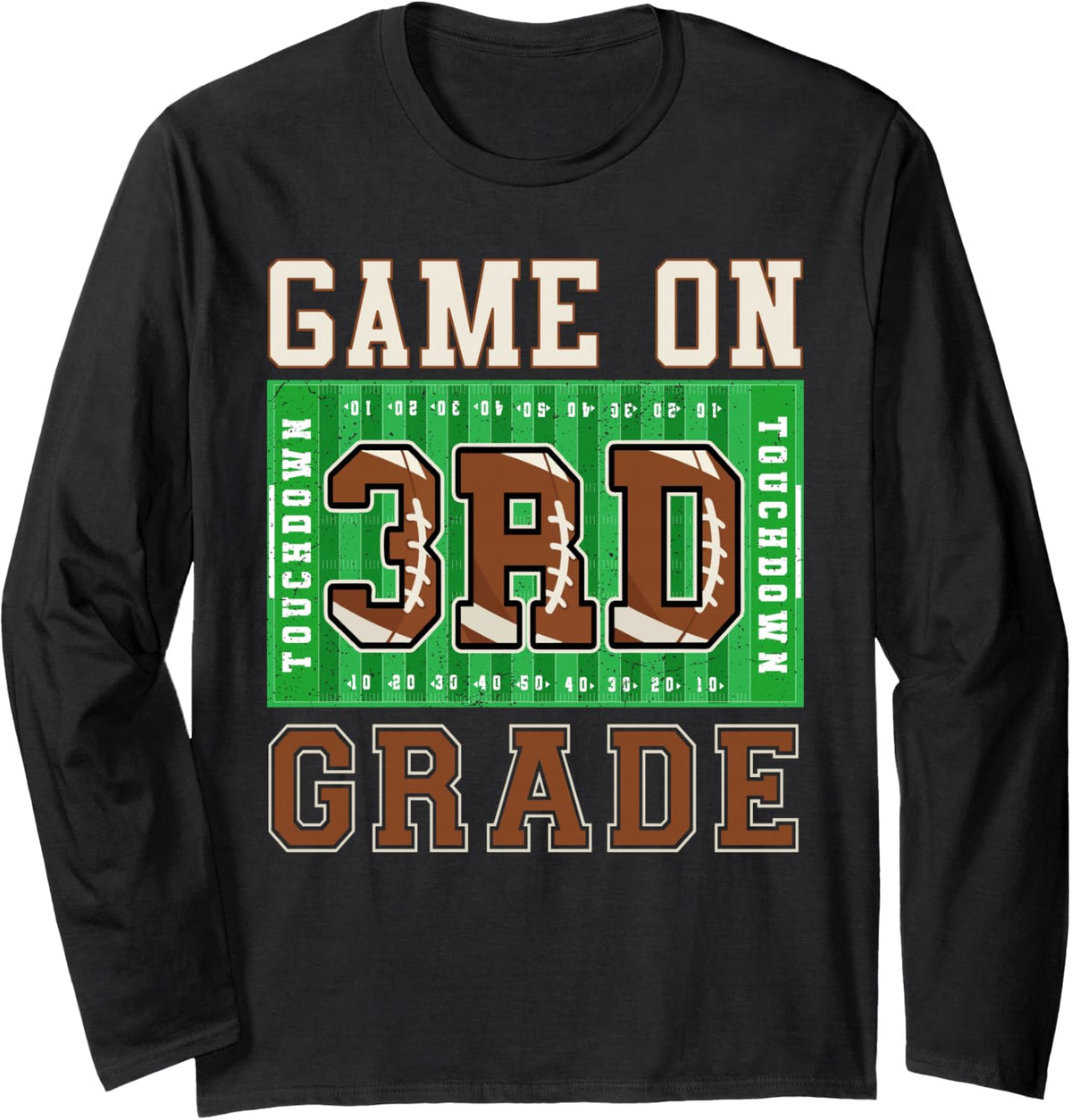 3rd Grade Boys Football Back to School Game On Third Grade Long Sleeve T-Shirt - Adult Unisex Black