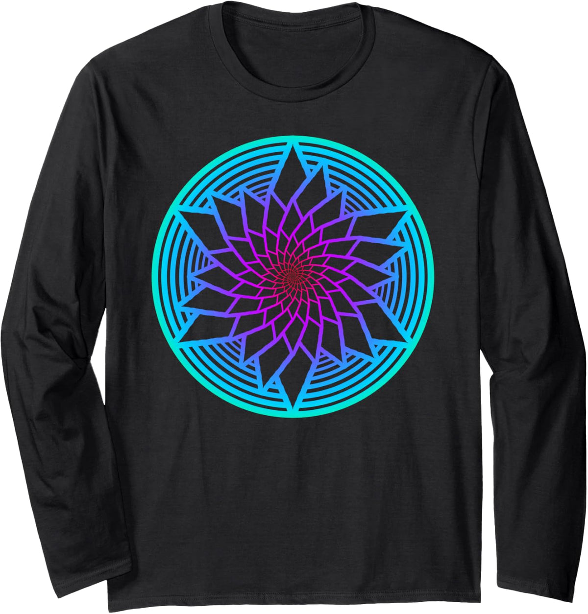 Awesome Design Sacred Geometry Trippy Psychedelic Hippie Long Sleeve T-Shirt - Adult Unisex Black