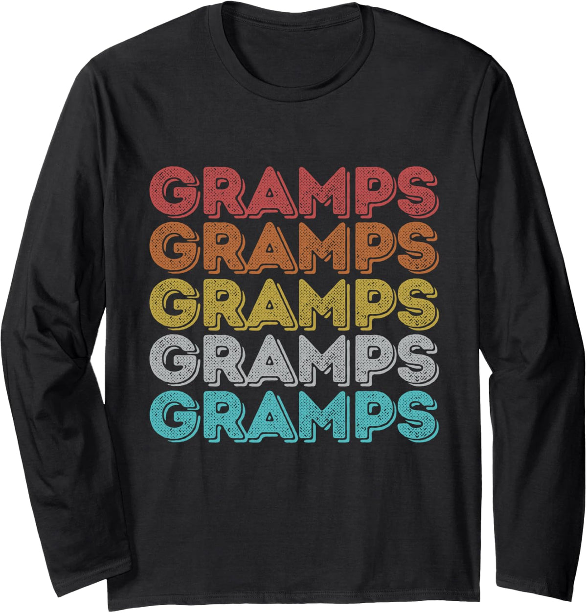 Vintage Retro Gramps Long Sleeve T-Shirt - Adult Unisex Black