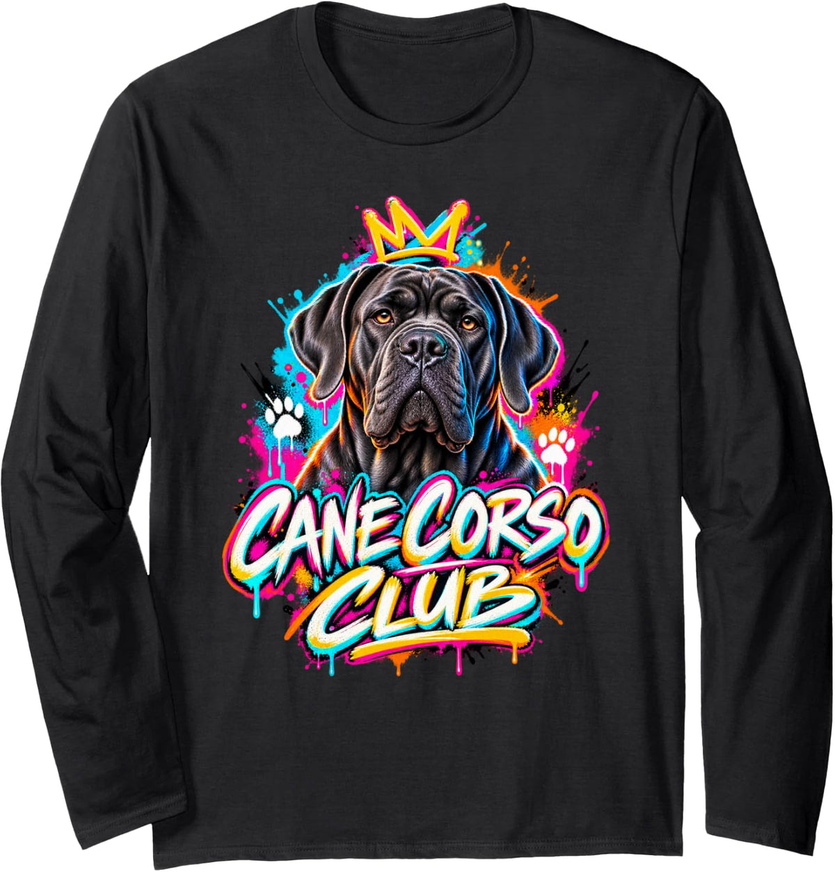 Cane Corso Club Graffiti Street Art Dog Mom, Cane Corse Mom Long Sleeve T-Shirt - Adult Unisex Black