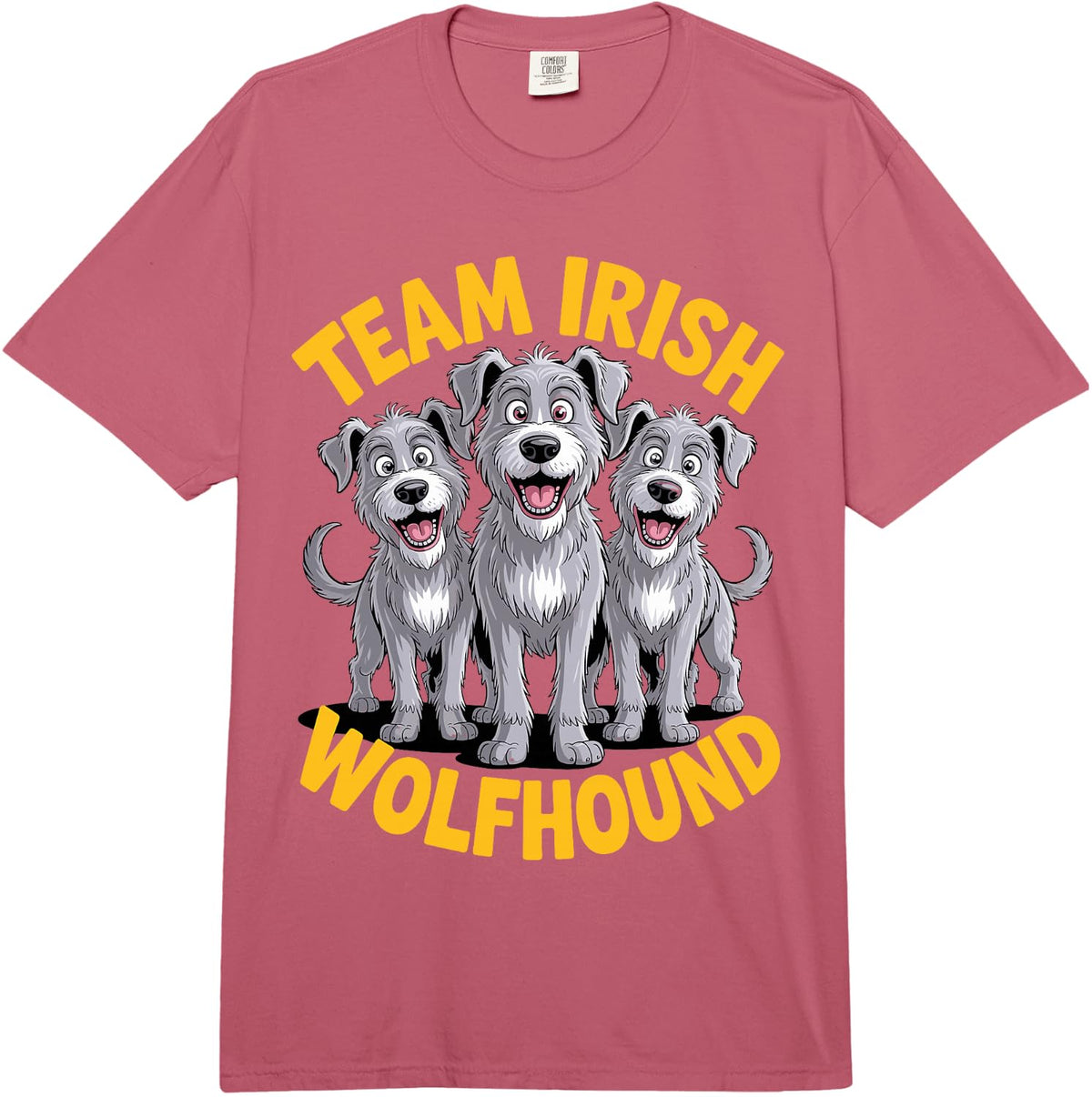Cartoon Giant Sighthound Pet Dog Breed Team Irish Wolfhound Comfort Colors Adult Heavyweight T-Shirt - Adult Unisex