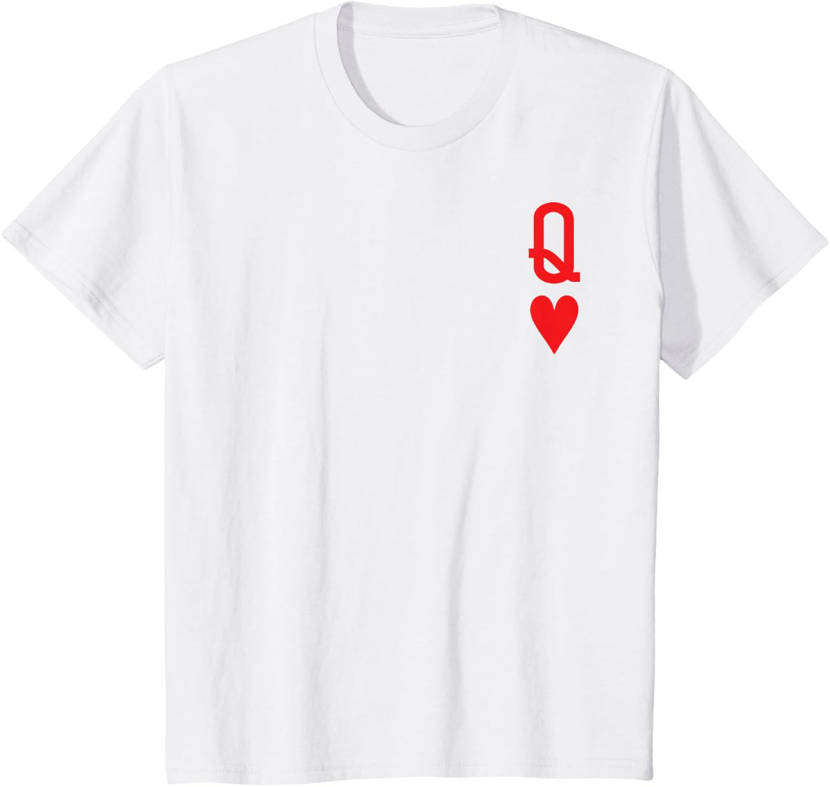 Queen of Hearts King of Heart Couple Matching Women Letter Q T-Shirt - White