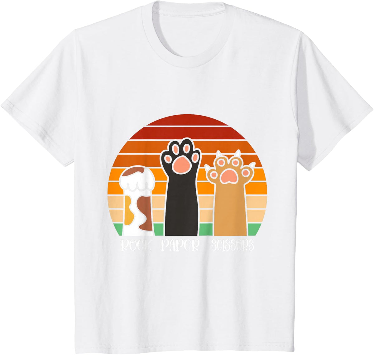 Rock Paper Scissors Game Kitten Lover Animal Paws Cat T-Shirt - White