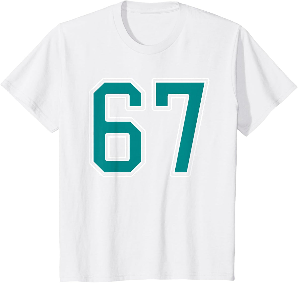 Teal and White Number 67 Jersey Player Uniform #67 Fan T-Shirt - White